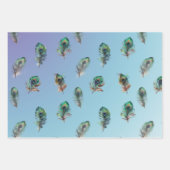 ピーコックフェザーターコイズブルーグリッター ラッピングペーパーシート (正面3)