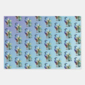 ピーコックフェザーターコイズブルーグリッター ラッピングペーパーシート (正面)