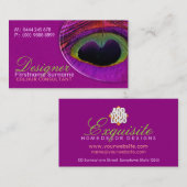 ピーコックフェザーダマスクホットピンクビジネスカード 名刺 (正面/裏面)