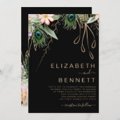 ピーコックフェザーダーク結婚式招待状 招待状 (正面/裏面)