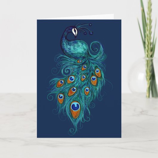 ピーコックフェザーティール(緑がかった色)ピーコック カード (正面)