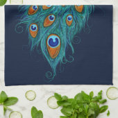 ピーコックフェザーティール（緑がかった色）ピーコック キッチンタオル (折り畳み)