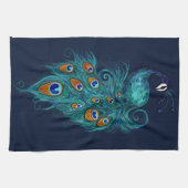 ピーコックフェザーティール（緑がかった色）ピーコック キッチンタオル (横)