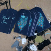 ピーコックフェザーティール(緑がかった色)ピーコック ギフトタグ