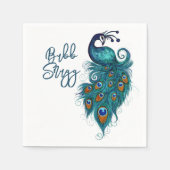 ピーコックフェザーティール（緑がかった色）ピーコック スタンダードカクテルナプキン (正面)