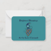 ピーコックフェザーティール（緑がかった色）ピーコック ノートカード (裏面)