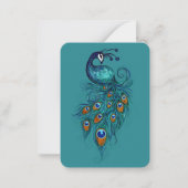 ピーコックフェザーティール（緑がかった色）ピーコック ノートカード (正面)