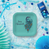 ピーコックフェザーティール（緑がかった色）ピーコック ペーパープレート (パーティー)