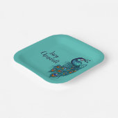 ピーコックフェザーティール（緑がかった色）ピーコック ペーパープレート (傾斜あり)