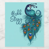 ピーコックフェザーティール（緑がかった色）ピーコック ワインラベル (シングルラベル)