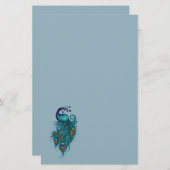 ピーコックフェザーティール（緑がかった色）ピーコック 便箋 (正面/裏面)