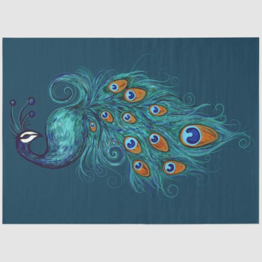 ピーコックフェザーティール（緑がかった色）ピーコック 薄葉紙 (正面)