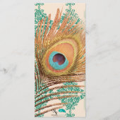 ピーコックフェザーティール(緑がかった色)モロッコタイル結婚のメニュー メニュー (裏面)