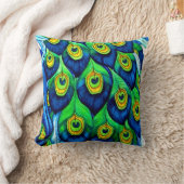 ピーコックフェザーデザイン クッション (ブランケット)