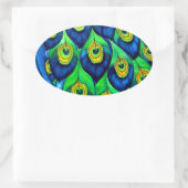 ピーコックフェザーデザイン 楕円形シール (バッグ)