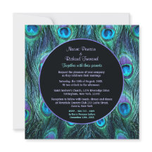 ピーコックフェザードラマ – 結婚式招待状スクエア