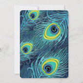 ピーコックフェザーネイビーブルー金ゴールドブライダルシャワー 招待状 (裏面)