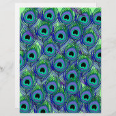 ピーコックフェザーパターン（の模様が）あるスクラップブック紙 (正面/裏面)