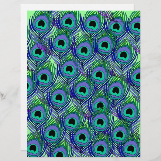 ピーコックフェザーパターン（の模様が）あるスクラップブック紙 (正面/裏面)