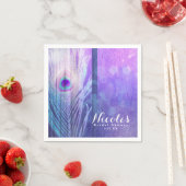 ピーコックフェザーパープルグラムボホシックカスタムパーティー スタンダードカクテルナプキン (インサイチュ)