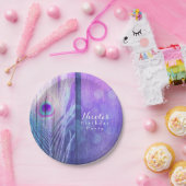 ピーコックフェザーパープルグラムボホシックカスタムパーティー ペーパープレート (パーティー)