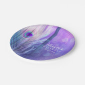 ピーコックフェザーパープルグラムボホシックカスタムパーティー ペーパープレート (アングル)