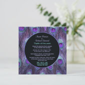 ピーコックフェザーパープルドラマ結婚式招待状 招待状 (スタンド正面)