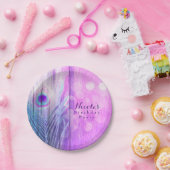 ピーコックフェザーピンク&ブルーボホシックカスタムパーティー ペーパープレート (パーティー)