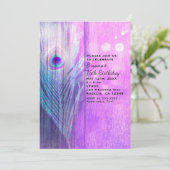 ピーコックフェザーピンク&ブルーボホパーティの招待状 招待状 (スタンド正面)