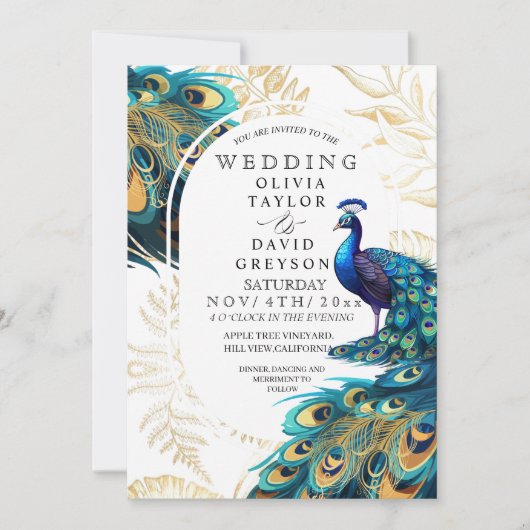 ピーコックフェザーフローラ結婚ーズ 招待状 (正面)