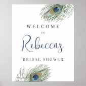 ピーコックフェザーブライダルシャワーウェルカムサイン ポスター (正面)