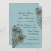 ピーコックフェザーブライダルシャワー 招待状 (正面/裏面)