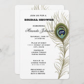 ピーコックフェザーブライダルシャワー 招待状 (正面/裏面)