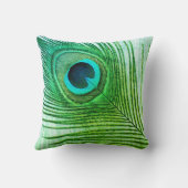 ピーコックフェザーブルーグリーン芸術的抽象芸術クール クッション (裏面)