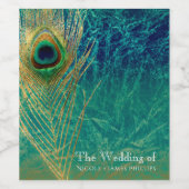 ピーコックフェザーブルーティール（緑がかった色）金ゴールドエキゾチックなワインラベル ワインラベル (シングルラベル)