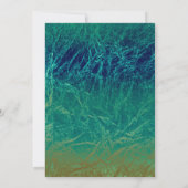 ピーコックフェザーブルーティール(緑がかった色)金ゴールドエキゾチック招待状 招待状 (裏面)