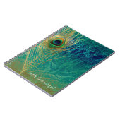 ピーコックフェザーブルーティール（緑がかった色）金ゴールドグラムボホシック ノートブック (左側)