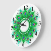 ピーコックフェザーホームデコール ラージ壁時計 (傾斜)