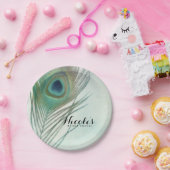 ピーコックフェザーボーホシックウォーターカラーカスタムパーティー ペーパープレート (パーティー)