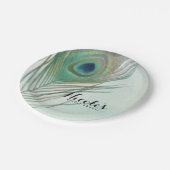 ピーコックフェザーボーホシックウォーターカラーカスタムパーティー ペーパープレート (アングル)