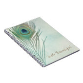 ピーコックフェザーボーホシックウォーターカラーカスタム ノートブック (右側)