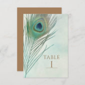 ピーコックフェザーボーホシック水カラーテーブル番号 招待状 (正面/裏面)