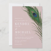 ピーコックフェザーポーズピーチテーマウェディングアクト 招待状 (正面)