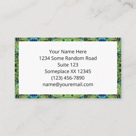ピーコックフェザーマンダラエメラルドとブルーシンメトリ 名刺 (裏面)