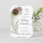 ピーコックフェザーミニマルエレガント招待状 招待状 (スタンド正面)