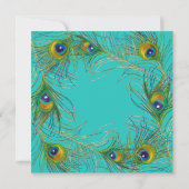 ピーコックフェザーモダンアールデコ結婚タイポグラフィ 招待状 (裏面)