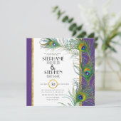 ピーコックフェザーモダンタイポグラフィインディアンウェディング 招待状 (スタンド正面)