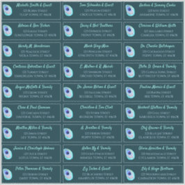 ピーコックフェザーモダンティール（緑がかった色）結婚ズゲストアドレス シール