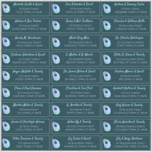 ピーコックフェザーモダンティール（緑がかった色）結婚ズゲストアドレス シール