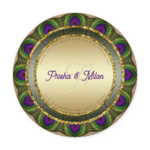 ピーコックフェザーモダン金ゴールド結婚インディアン